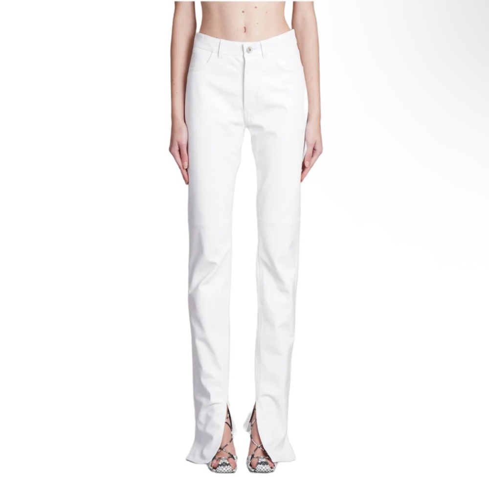 THE ATTICO Incredible White Luxe Slimming Lamb Leather Pants Sz 2/38 $2,032!!